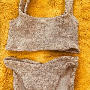 Hunza G Textured Tan Bikini in tan